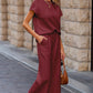 Textured Top and Wide-leg Pants Set