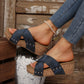 Rivet Buckle Slippers with Sloping Heels