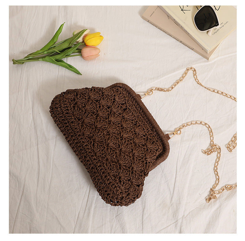 Handcrafted Openwork Straw Crossbody Bag