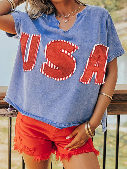 Casual Versatile Printed Split T-shirt