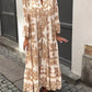 Stand Collar Trumpet Sleeve Printed Dress