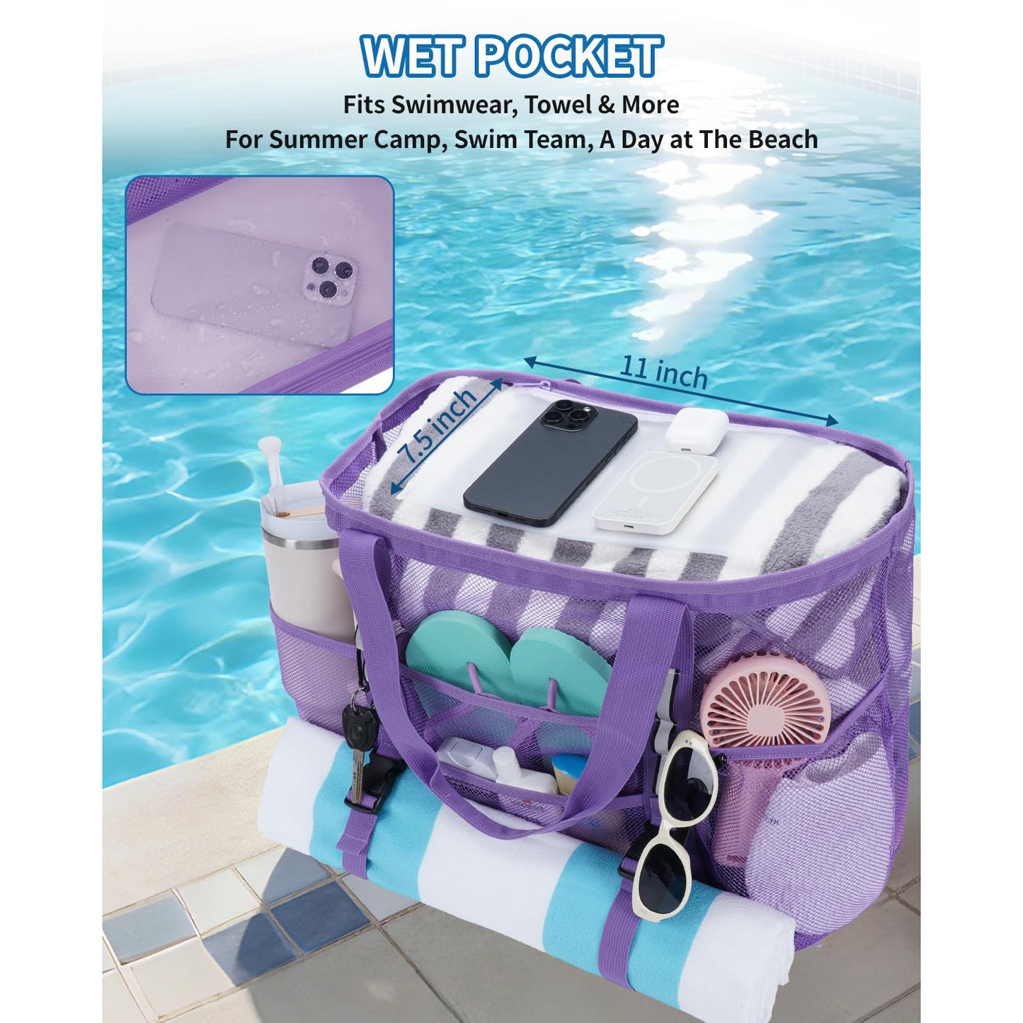 Large Mesh Beach Tote & Utility Bag