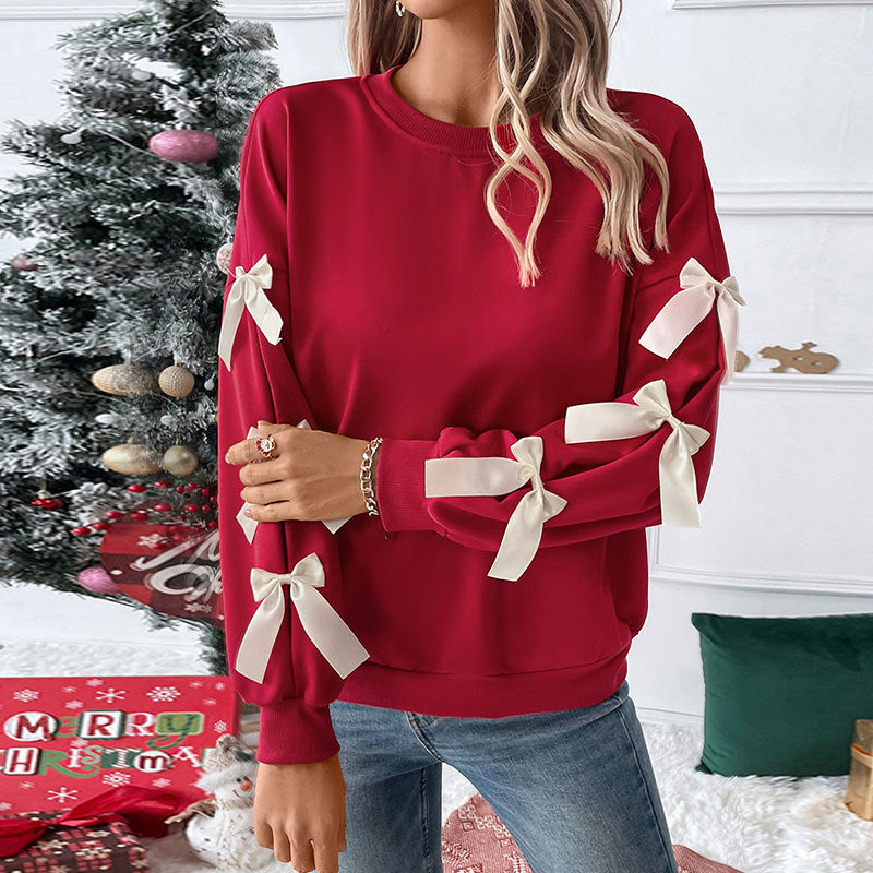 Bow Decor Sleeve Sweatshirt