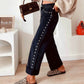 Studded Detail Straight Leg Casual Loose Jeans