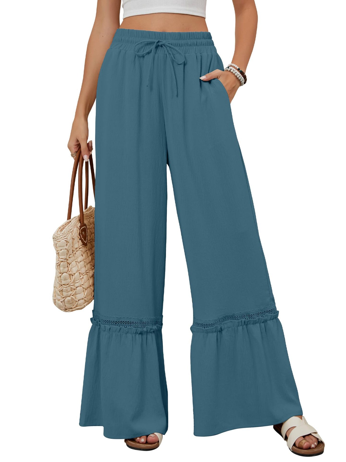 Women's Drawstring Wide-Leg Trousers