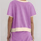 2Pcs Set Colorblock Edge Drop Shoulder T Shirt and Skirt
