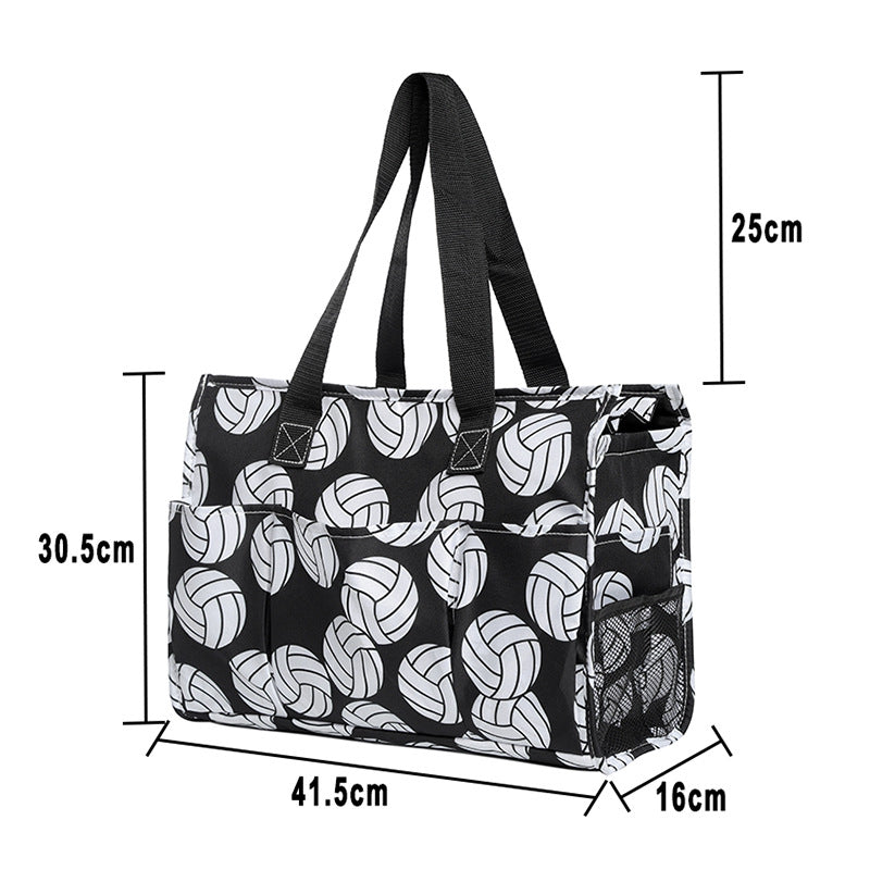 Ball Sports Print Multi-Pocket Utility Tote Bag