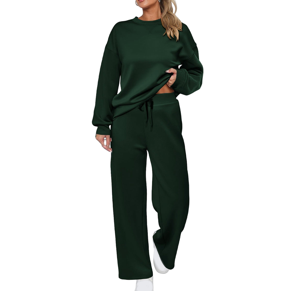 Women's Solid Two-Piece Loungewear Set