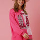 Valentine's Day Pink Boots Sequin Sweatshirt