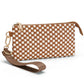 Checkered Woven Clutch Wristlet PU Leather Large Size Patterned Wallet