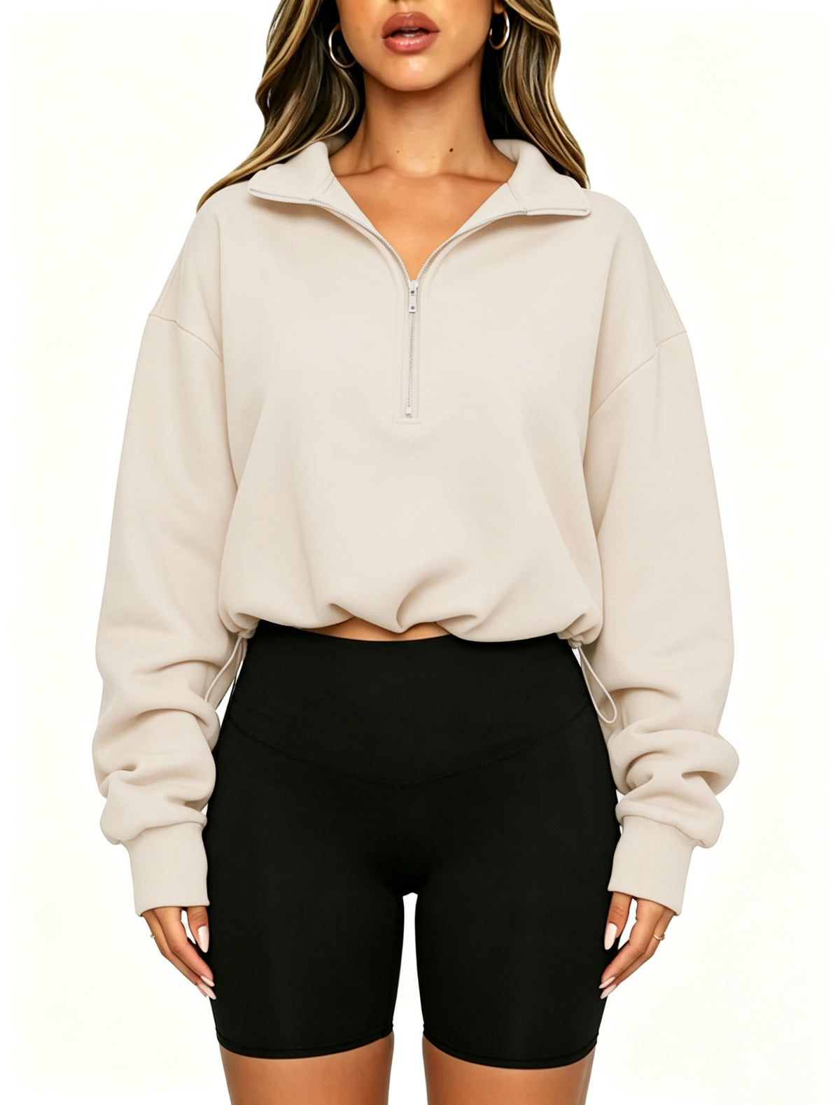 Women's Cropped Half-Zip Sweatshirt