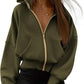 Women's Zip-Up Long Sleeve Fleece Hooded Sweatshirt Jacket
