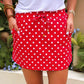 Polka Dot Drawstring Casual Mini Skort