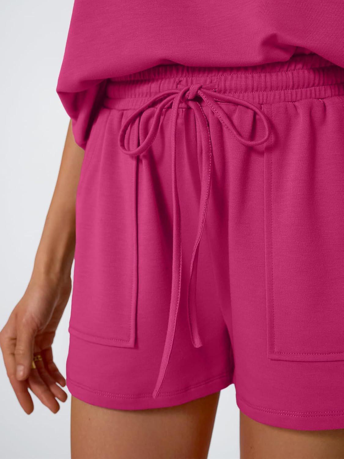 Short Sleeve Lounge Top and Shorts Set with Relaxed Fit