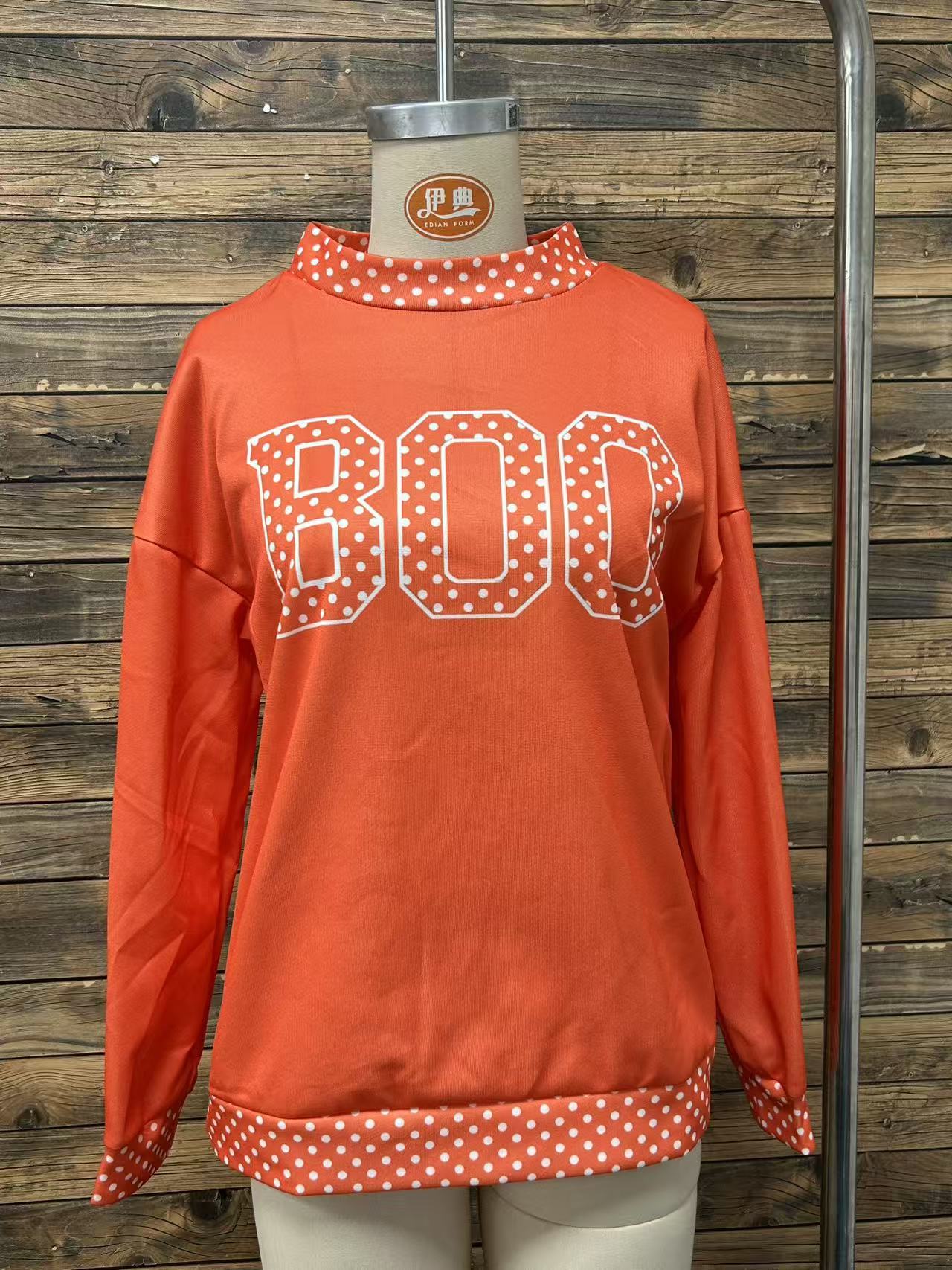 Polka Dot Contrast Trim Oversized Sweatshirt