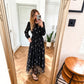 Vintage Floral Print Tie-Waist Midi Dress