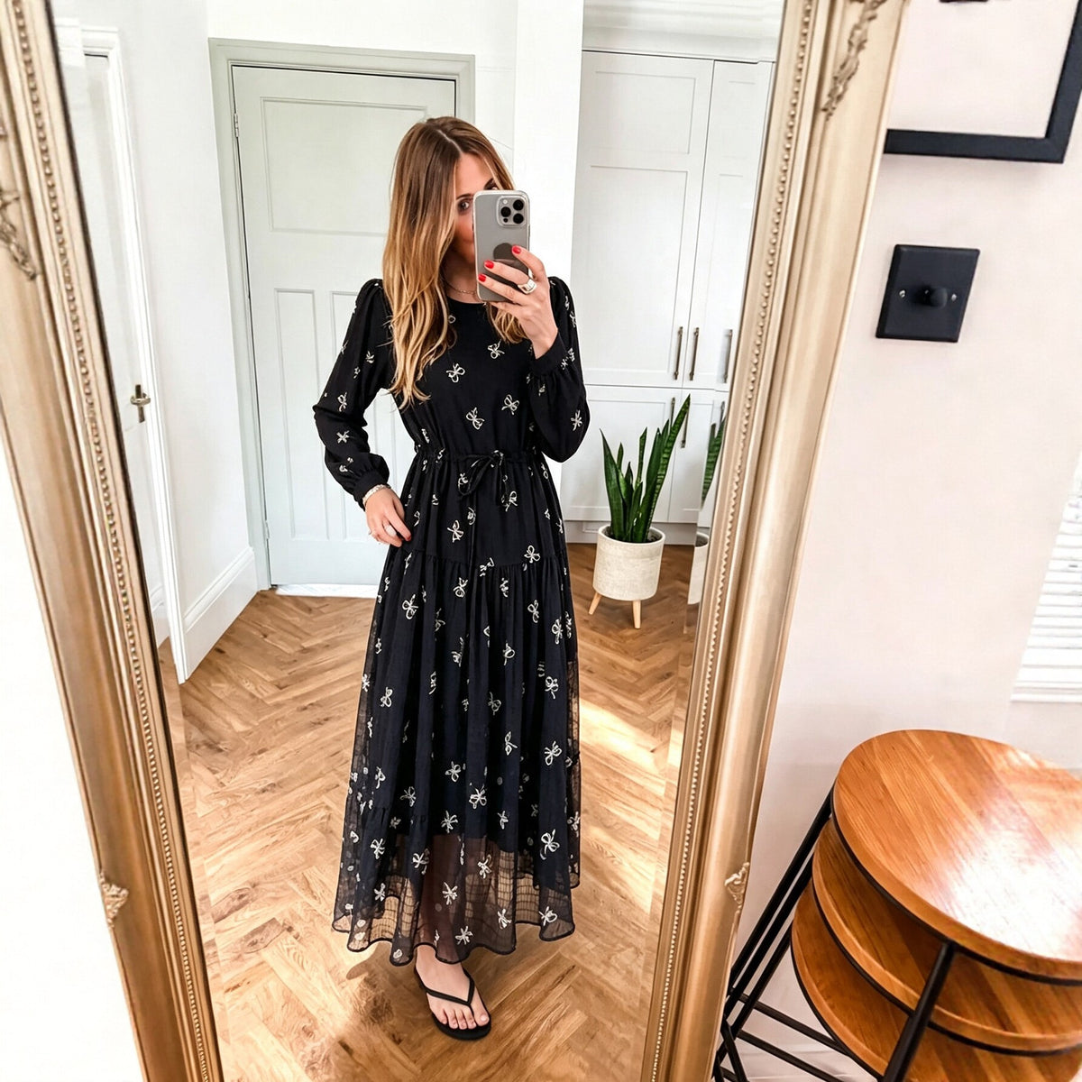 Vintage Floral Print Tie-Waist Midi Dress