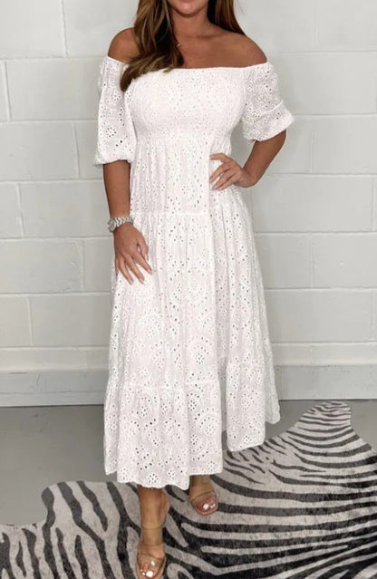 Solid Embroidered Maxi Dress