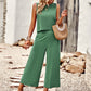 Solid Color Sleeveless Top + Cropped Pants Set