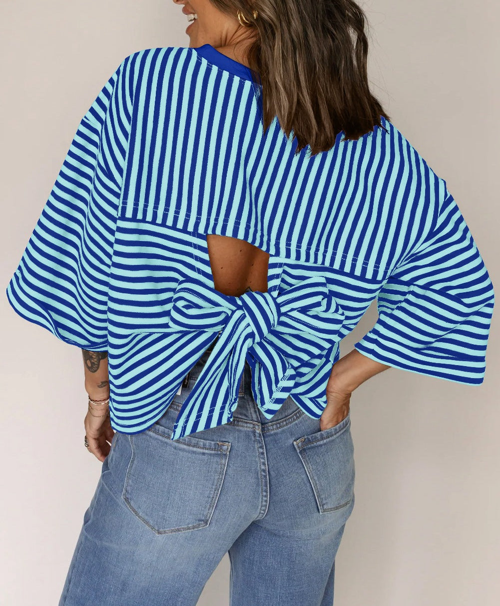 Striped Back Bow Tie T-Shirt