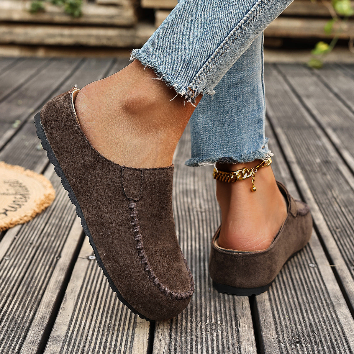 Suede Moccasin Slip-On Mule Clogs