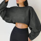 Midriff-Baring Round Neck Sweatshirt T-shirt