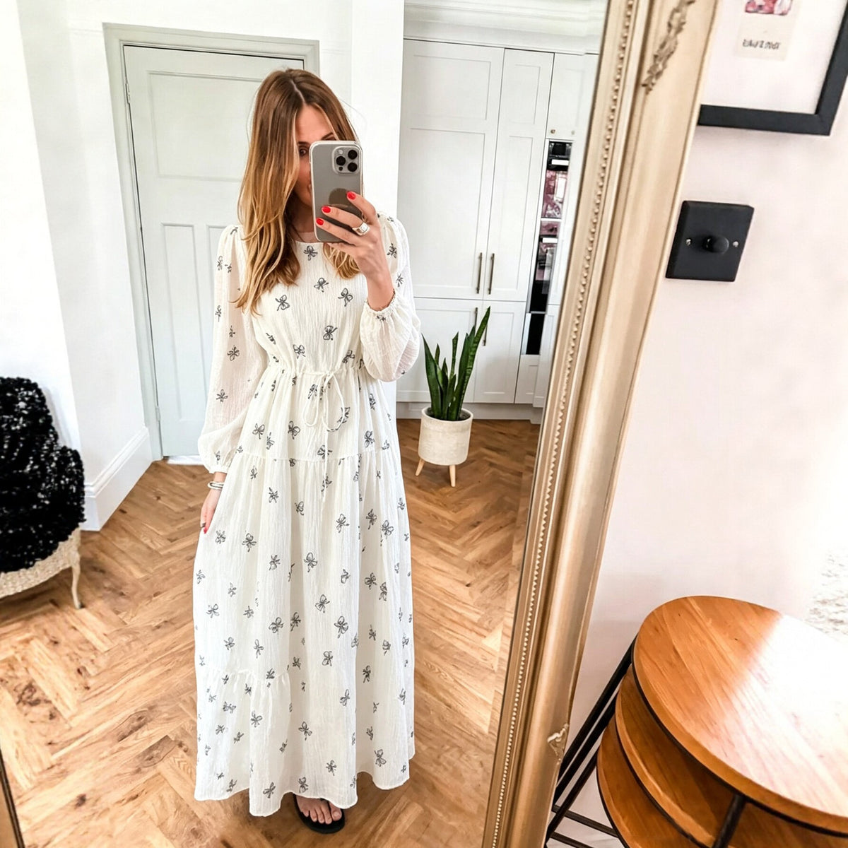 Vintage Floral Print Tie-Waist Midi Dress