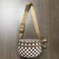 Checkered Crossbody Bag with Detachable Pouch