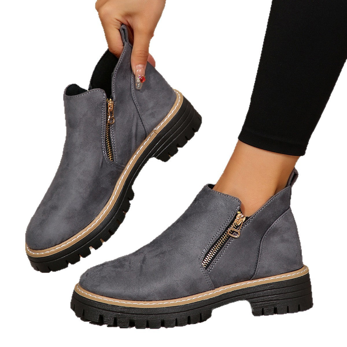 Side Zipper Ankle Boots