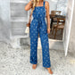 Printed Contrasting Strap Jumpsuit Pants