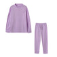 Solid Color High Collar Casual Top+pants Two-piece Set