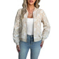 Women's Beige Floral Embroidered / Lace Bomber Jacket