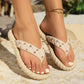 Studded Braided-Sole Flip Flops