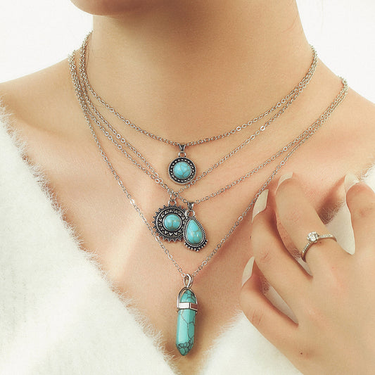 Vintage Bohemian Turquoise 4-Layer Necklace