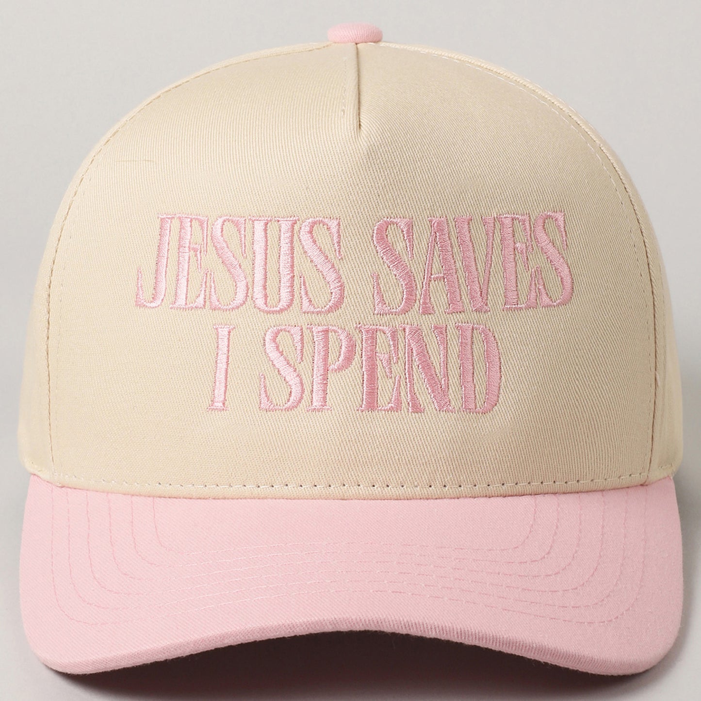 Embroidered JESUS SAVES I SPEND Baseball Cap