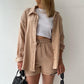 Textured Shirt + Drawstring Shorts 2-Piece Set