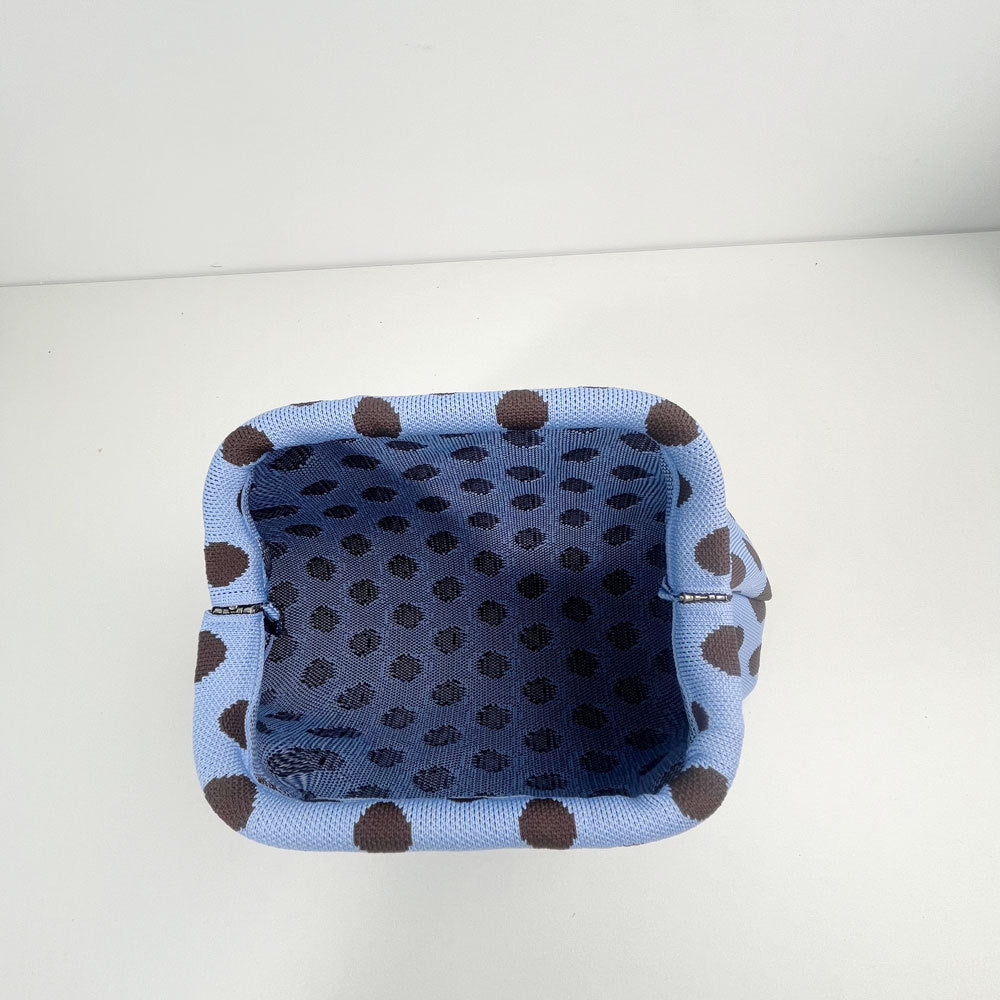 Polka Dot Knitted Kiss-Lock Clutch Bag