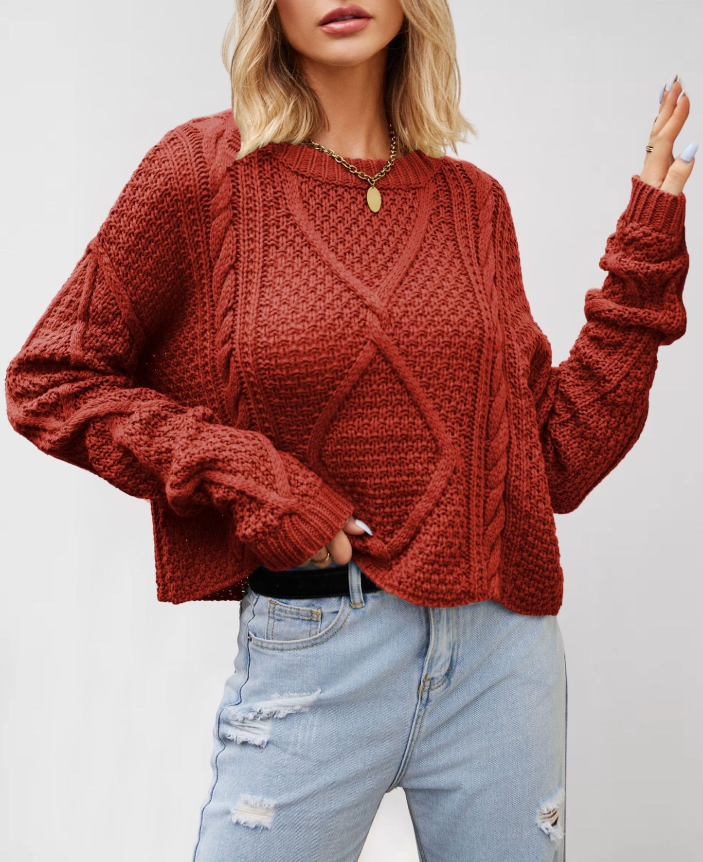 Large Size Loose Chunky Knit Pullover Sweater