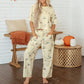 Beige Duck Print Short Sleeve Top Pocket Pants 2pcs Casual Set
