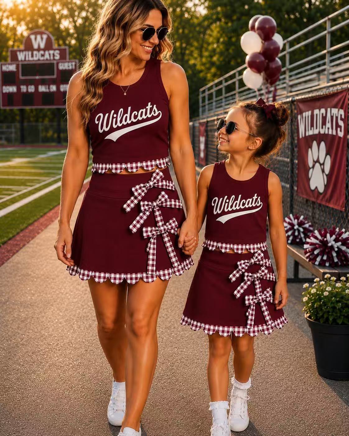 Custom Text Logo Girls' Sleeveless Top and Skirt Two-Piece Set
