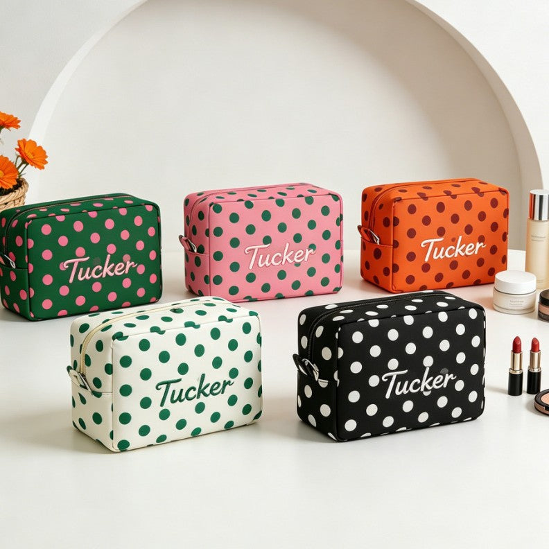 Custom Polka-Dot Color-Block Makeup Bag