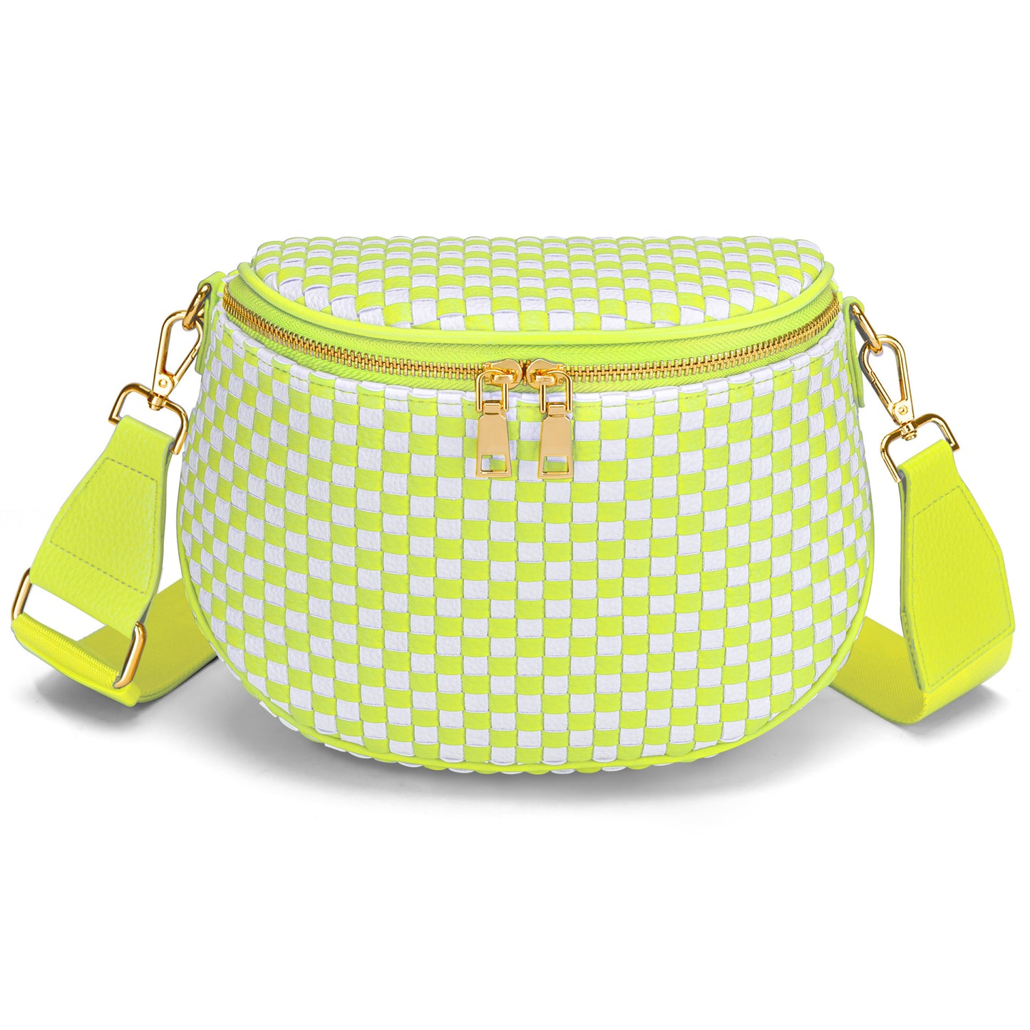 Trendy Woven Checkered Crossbody Bum Bag for Women