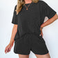 Ribbed Crew Neck Top + Shorts Two-piece Set