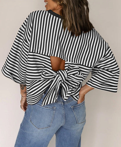 Striped Back Bow Tie T-Shirt