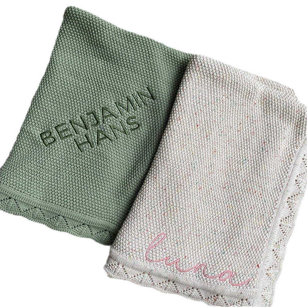 Embroidered Logo Blanket Knitted Swaddle/Wrap for Boys & Girls