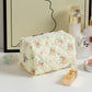 Custom Embroidered Floral Quilted Cosmetic Bag