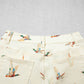 Beige Stylish Mallard Printed Cuffed Hem Shift Jeans