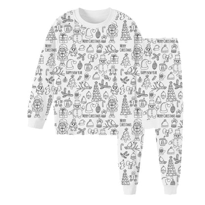 Kid's Doodle Print Pajama Set