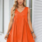 V-neck Sleeveless Pleated Pocket Dress