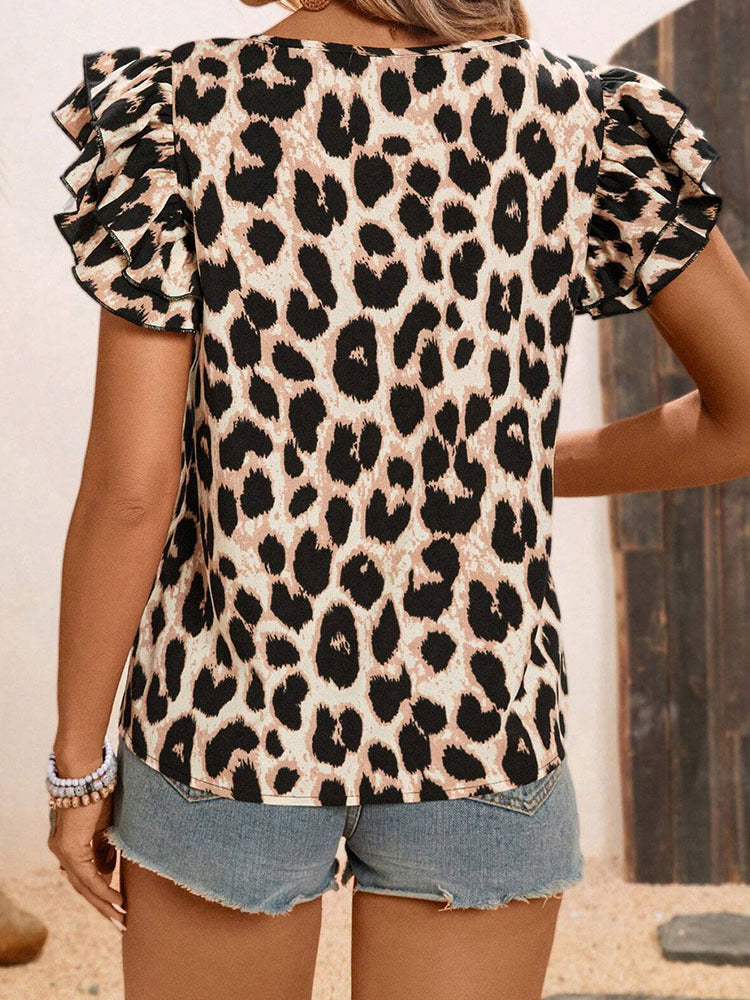 New Layered Ruffled Short Sleeved Top